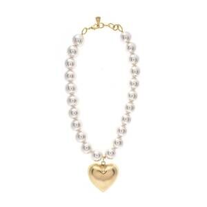 NEW YOCHI women's hadassa pearl and puffed heart necklace in gold
